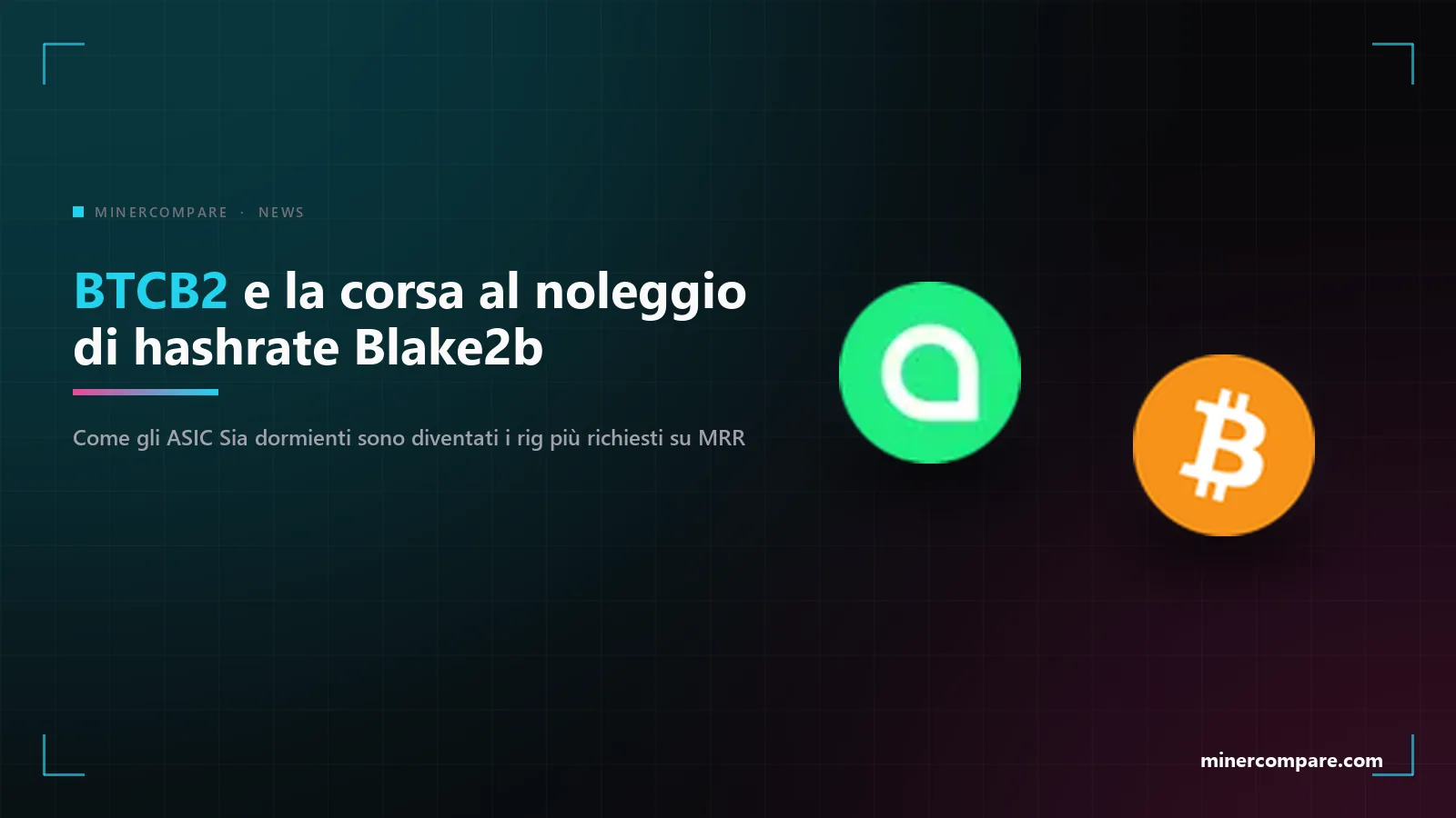 Icone dei coin Siacoin e Bitcoin affiancate su sfondo scuro