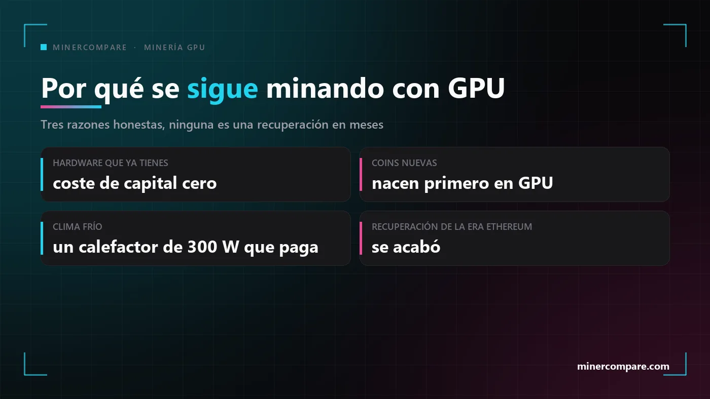 Cuatro fichas con las razones por las que la gente sigue minando con tarjetas gráficas