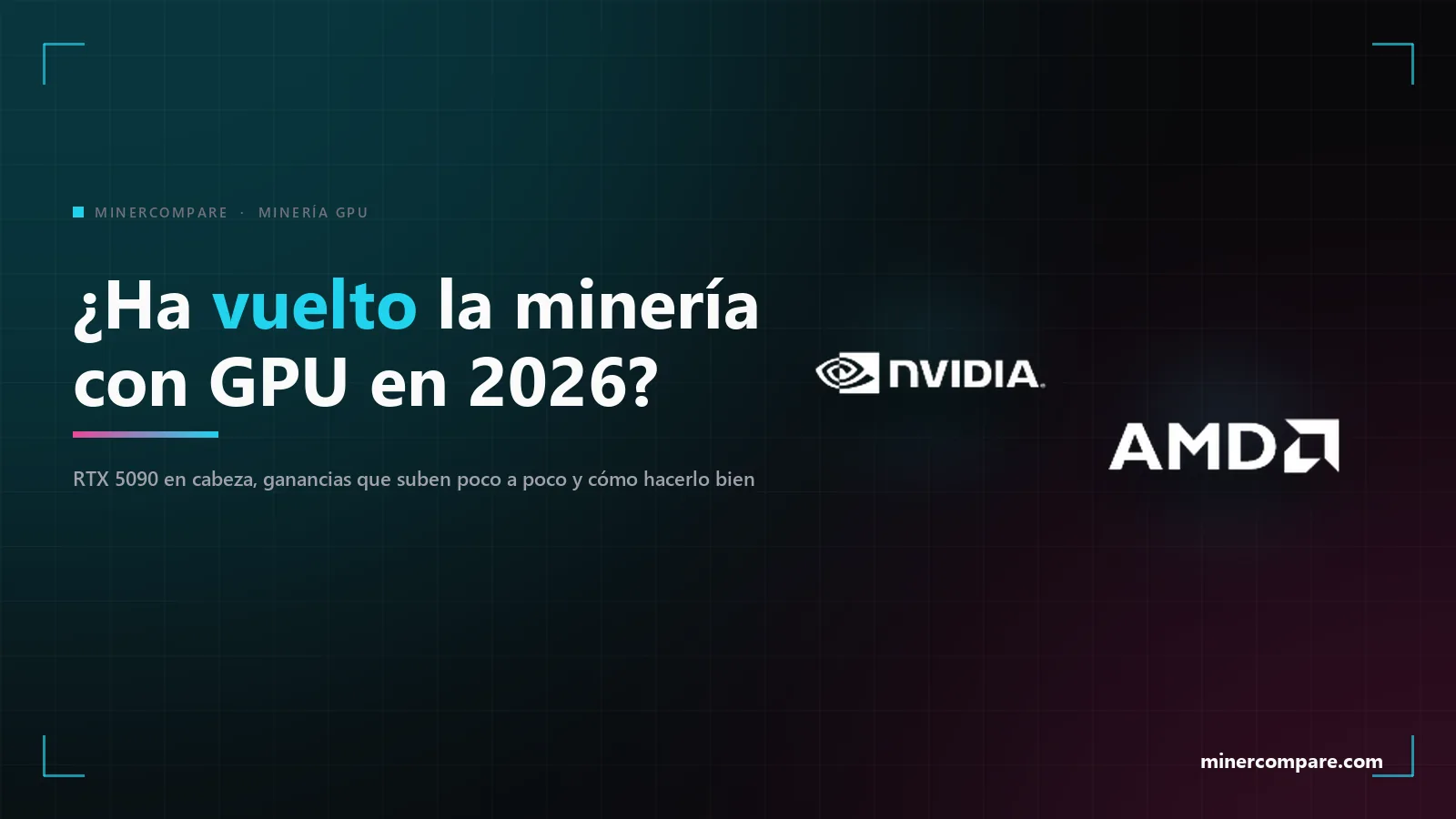 Logotipos de NVIDIA y AMD sobre fondo oscuro junto al título del artículo