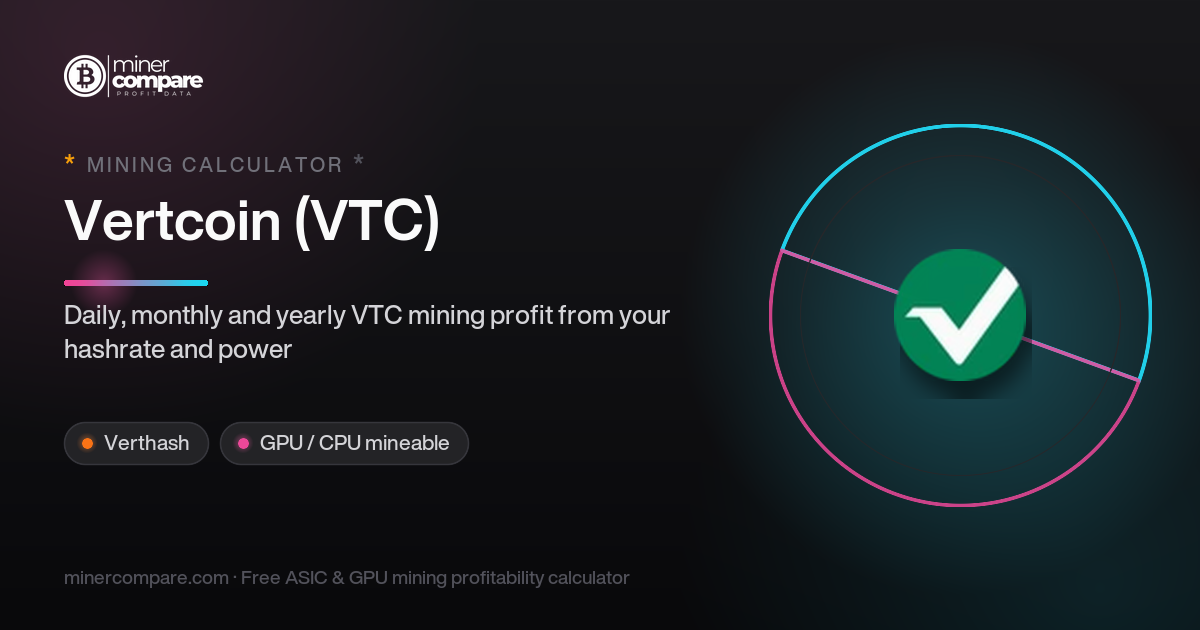 Vertcoin (VTC) GPU Mining Calculator: Verthash Profit